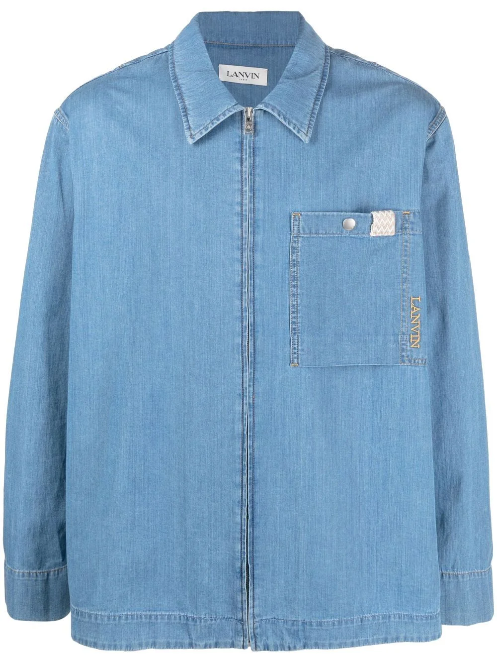 zip-up denim shirt - 1