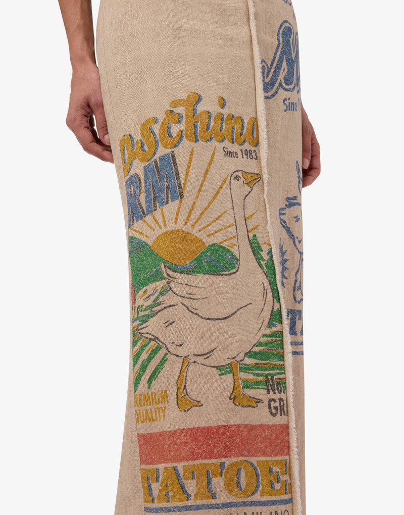 PRINTED LINEN AND STRAW SKIRT 3