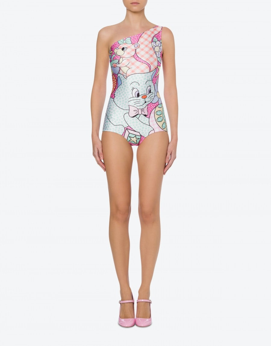 CALICO ANIMALS ONE-SHOULDER SWIMSUIT - 2