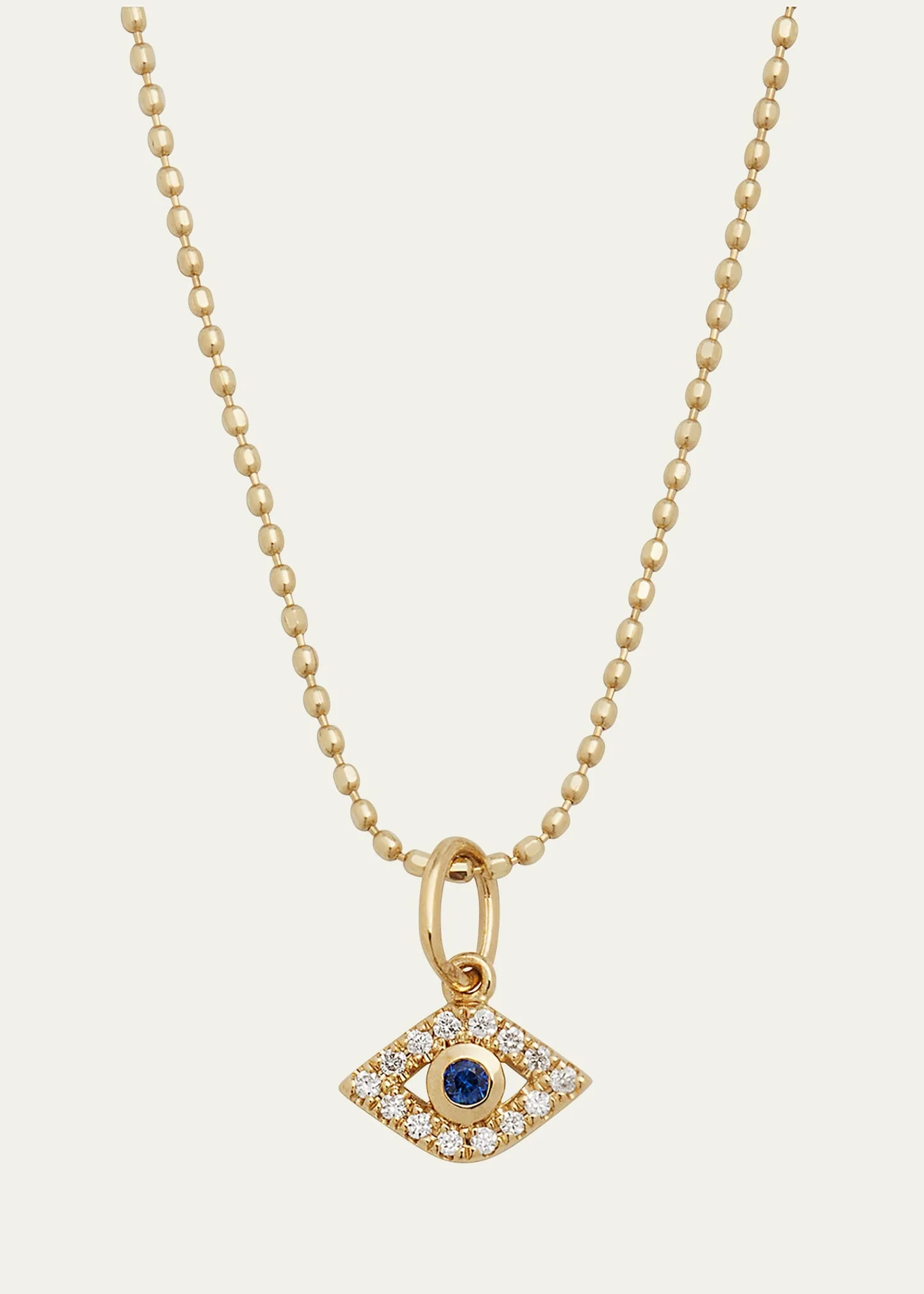 14k Gold Tiny Evil Eye Charm Necklace - 1