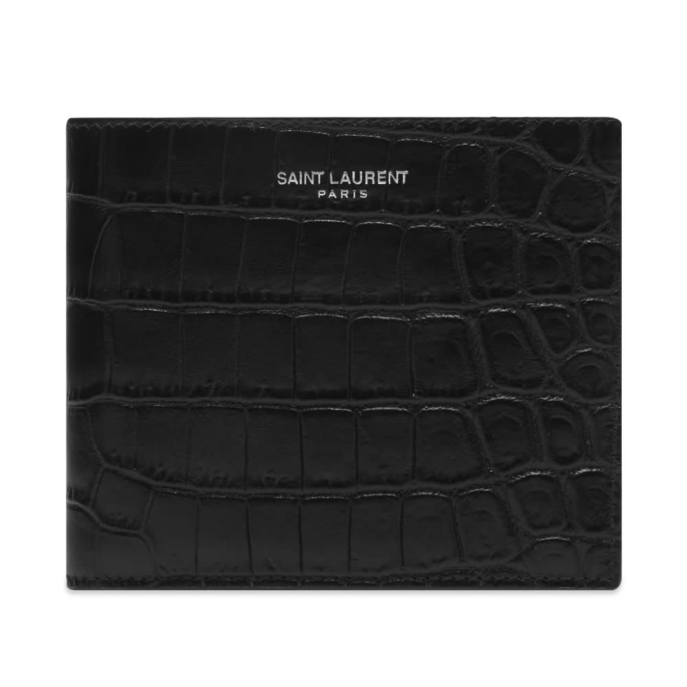 Saint Laurent Logo Croc Leather Billfold Wallet - 1