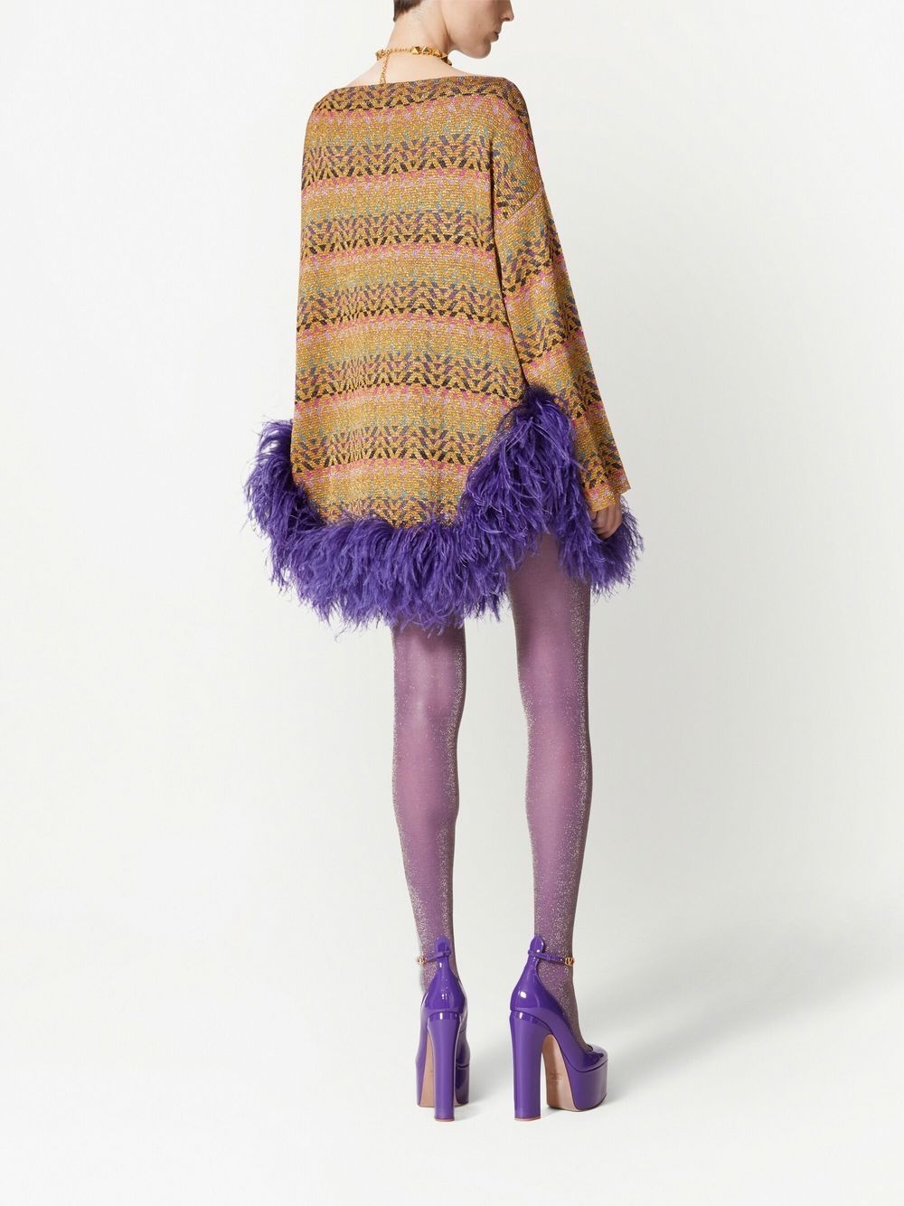 Optical Valentino feather-trim jumper - 4