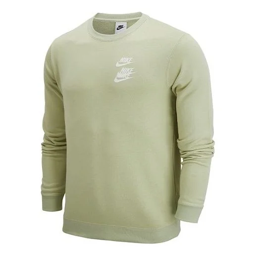 Men's Nike Nsw Logo Printing Round Neck Pullover Sports Light Olive Green DV7381-371 - 1