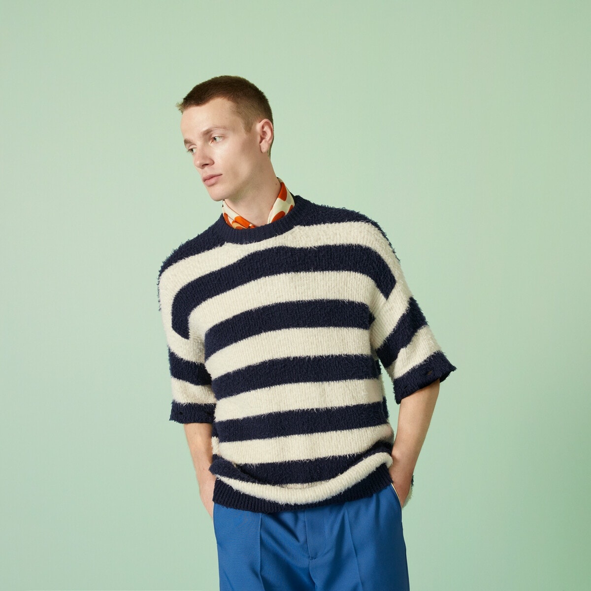 Striped knit cotton sweater - 4
