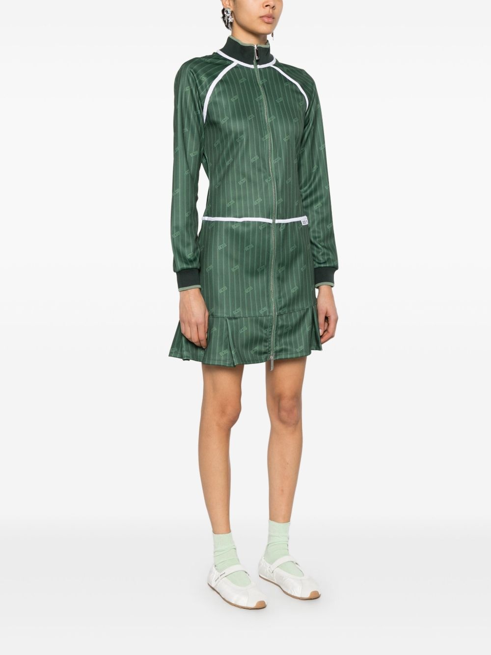 pinstriped zip-up mini dress - 3