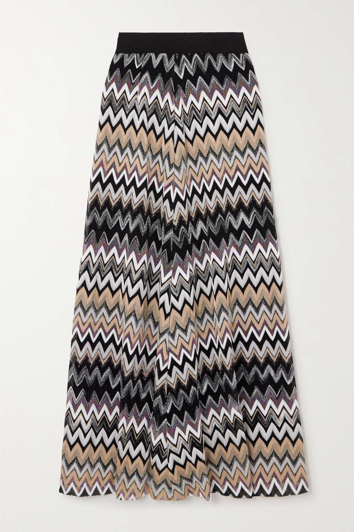 Striped metallic crochet-knit maxi skirt - 1