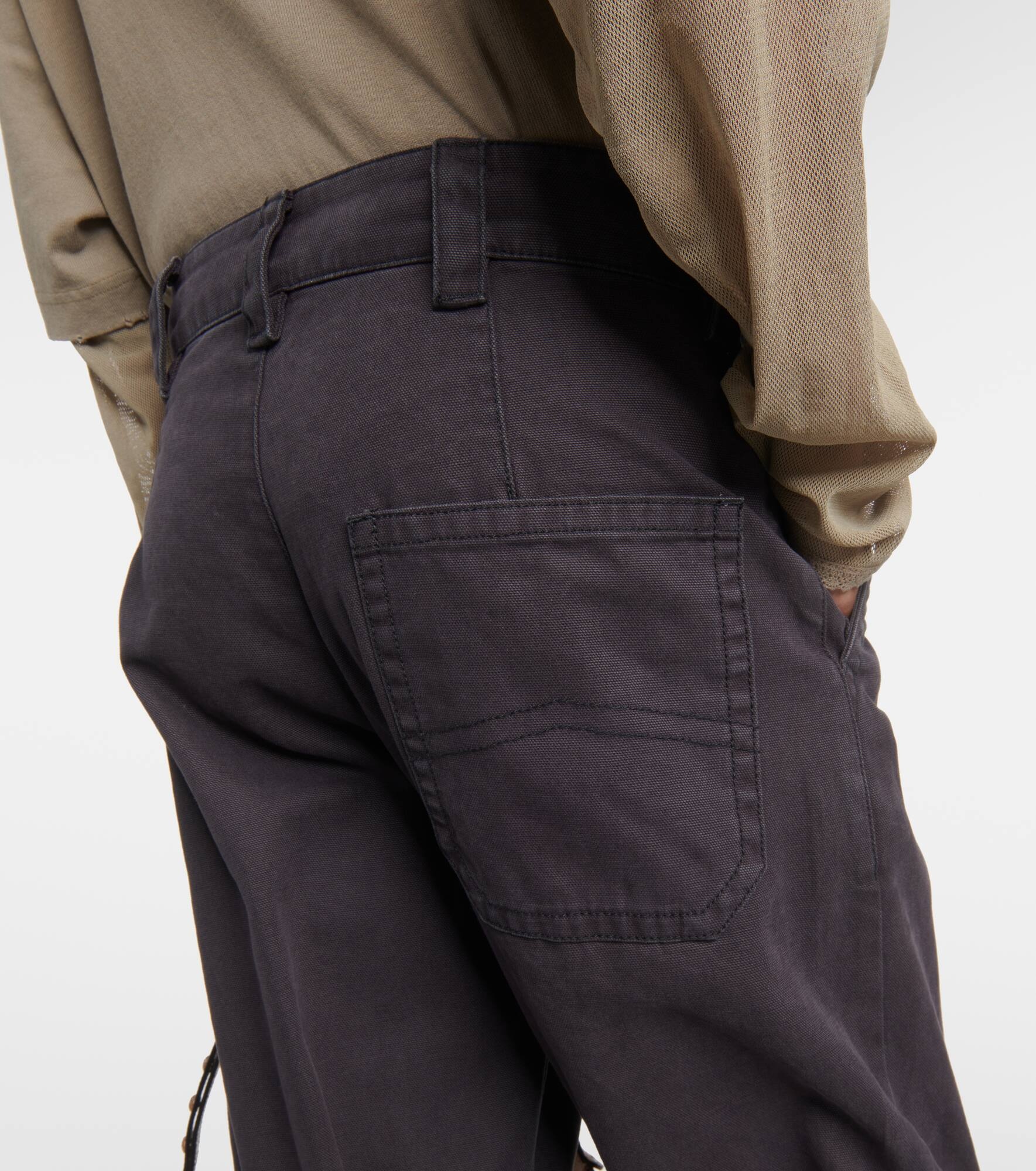 Mid-rise cotton canvas cargo pants - 6