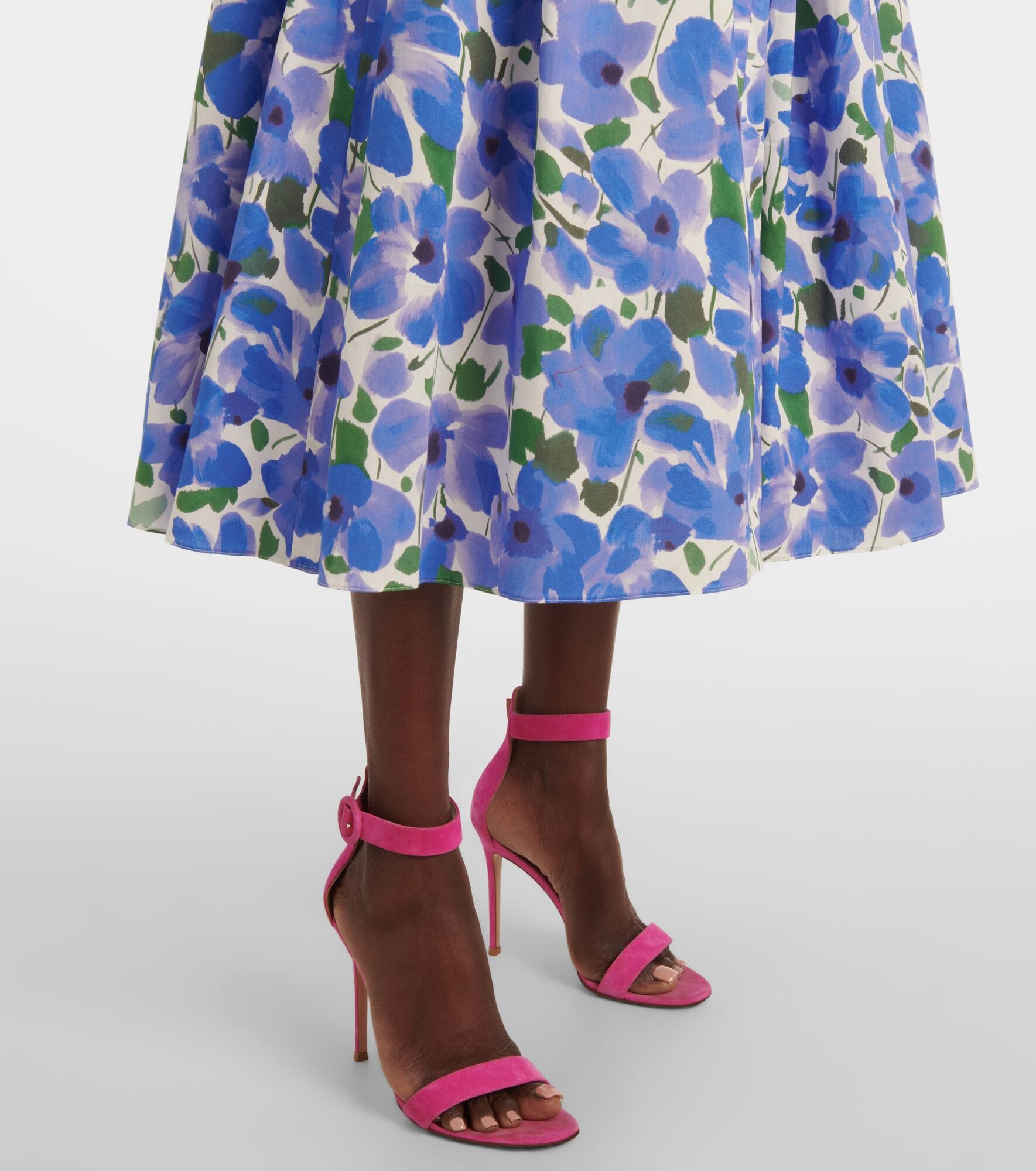 Floral cotton-blend midi skirt - 5
