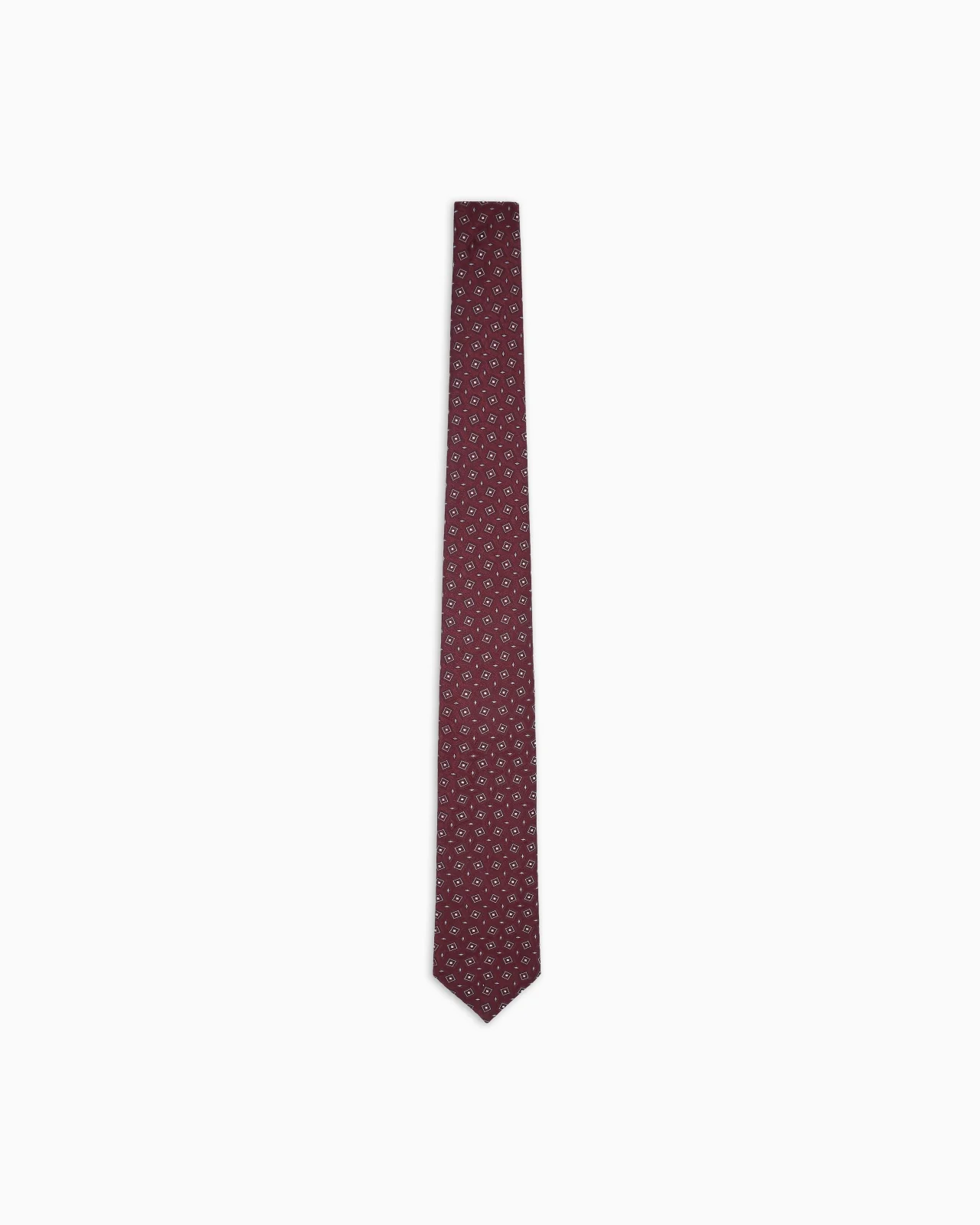 SILK TIE WITH GEOMETRIC JACQUARD MOTIF - 1