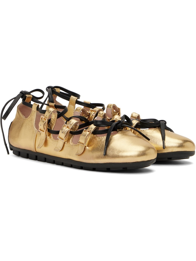 Gold Ghillie Grip Ballerina Flats 4