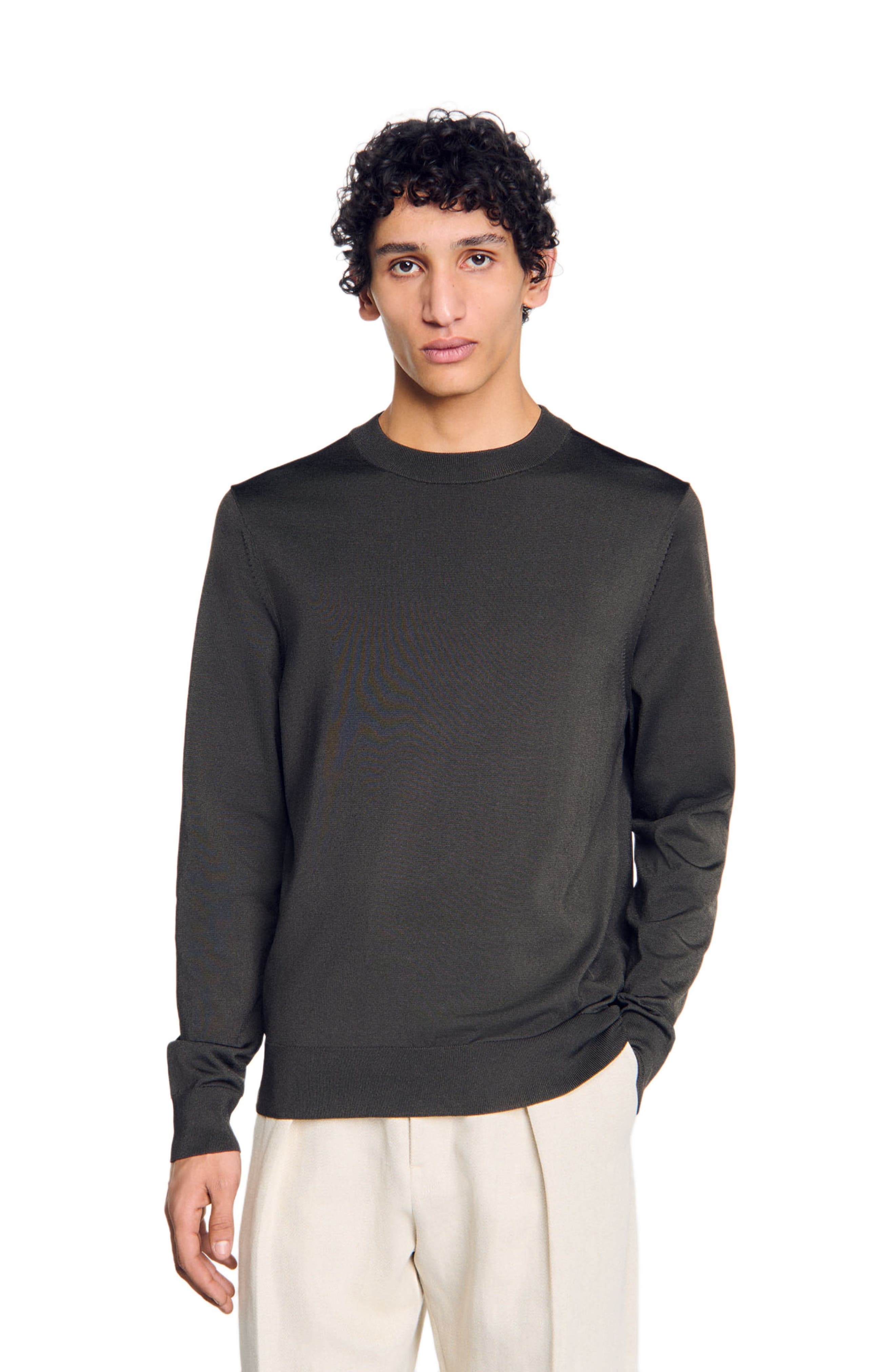 SANDRO Fine knit sweater in Dark Kaki. at Nordstrom - 3