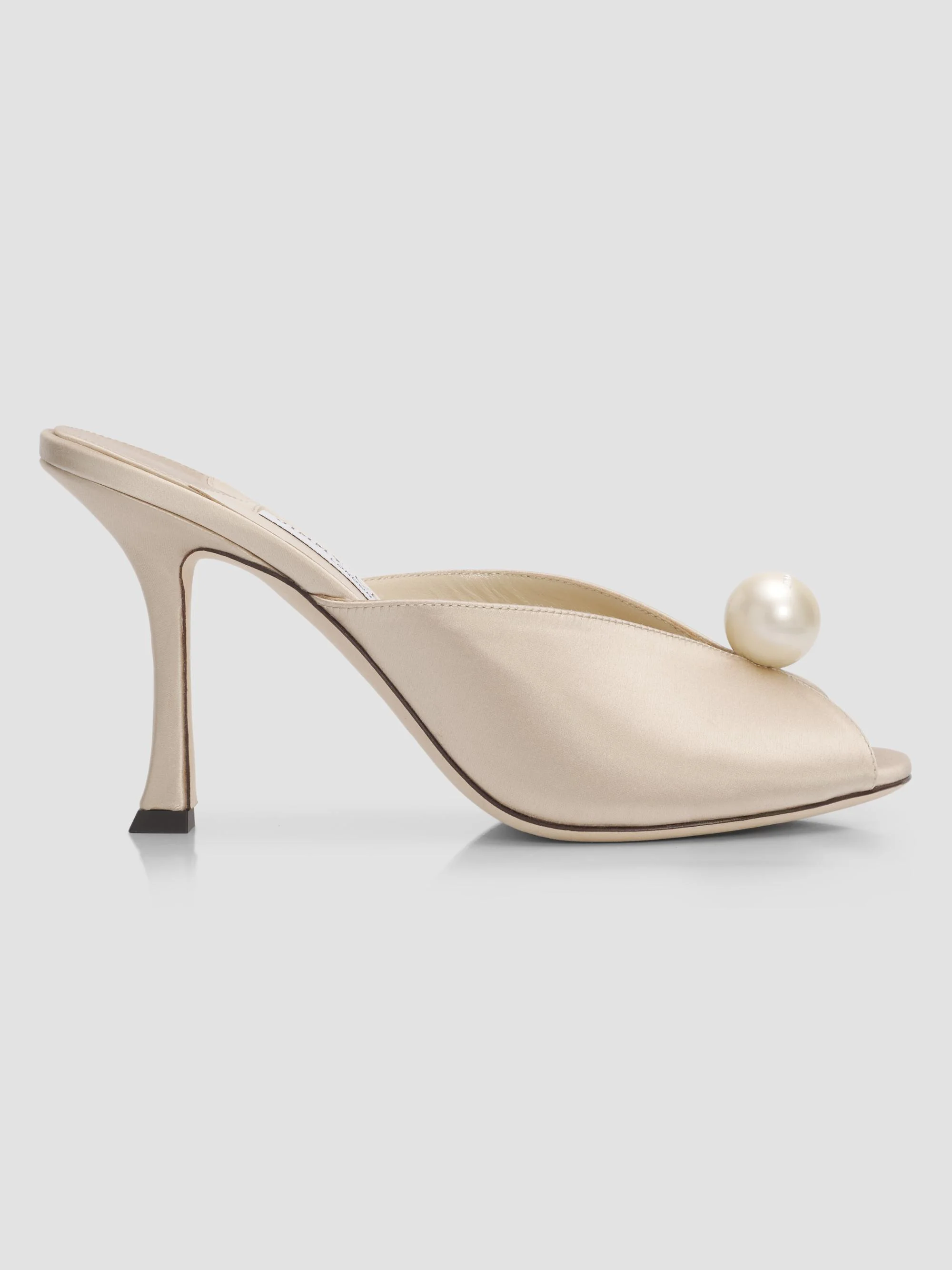 Women's Ziri 90MM Imitation-Pearl Satin Mules - Light Soft Gold - 1