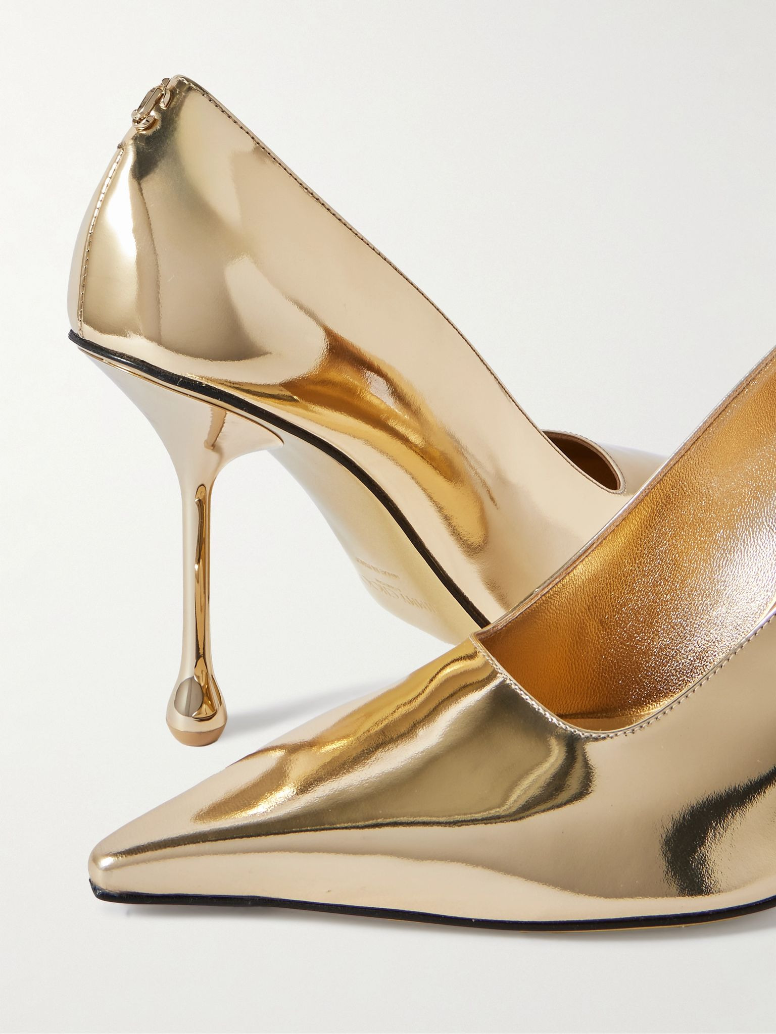 Ixia 95 mirrored-leather point-toe pumps Gold - 4