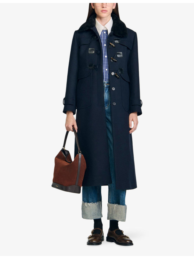 Sandro Velvet-Collar Regular-Fit Wool-Blend Coat outlook