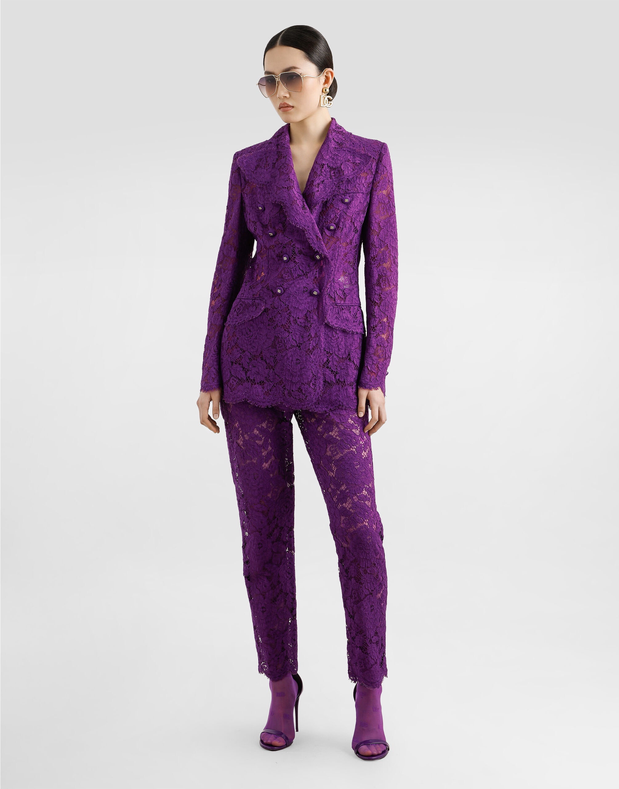 Double-breasted cordonetto floral lace jacket - 4