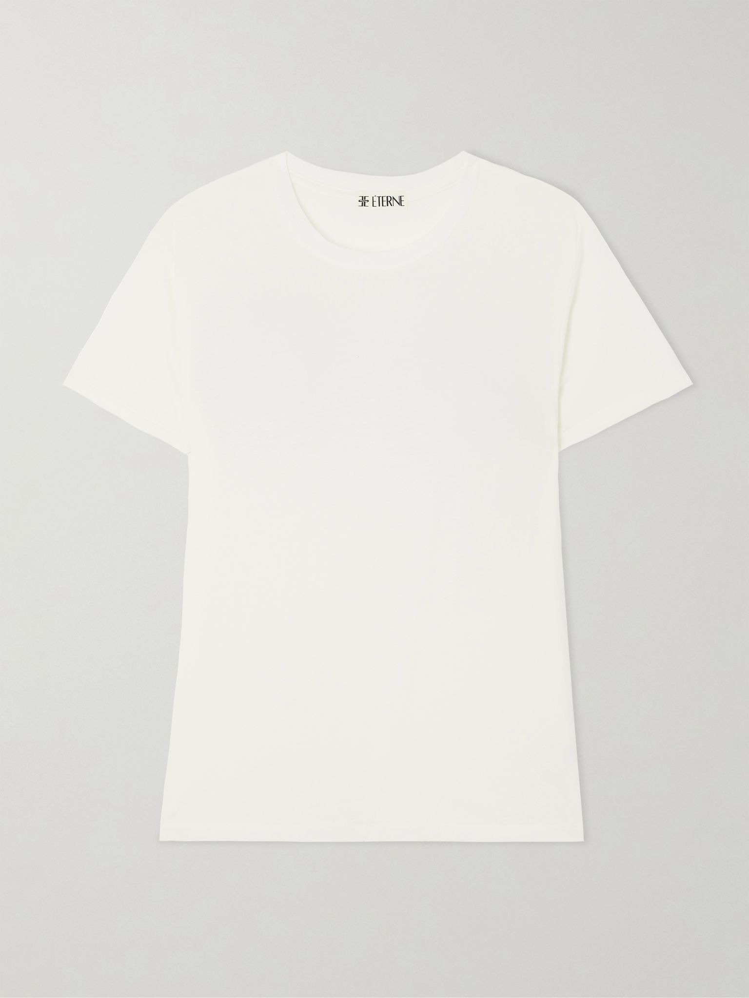 Boyfriend cotton and modal-blend jersey T-shirt Ivory - 1