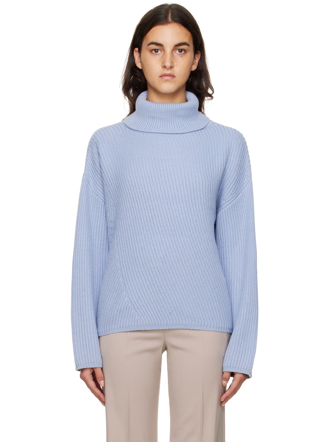 Blue Cotton Turtleneck - 1