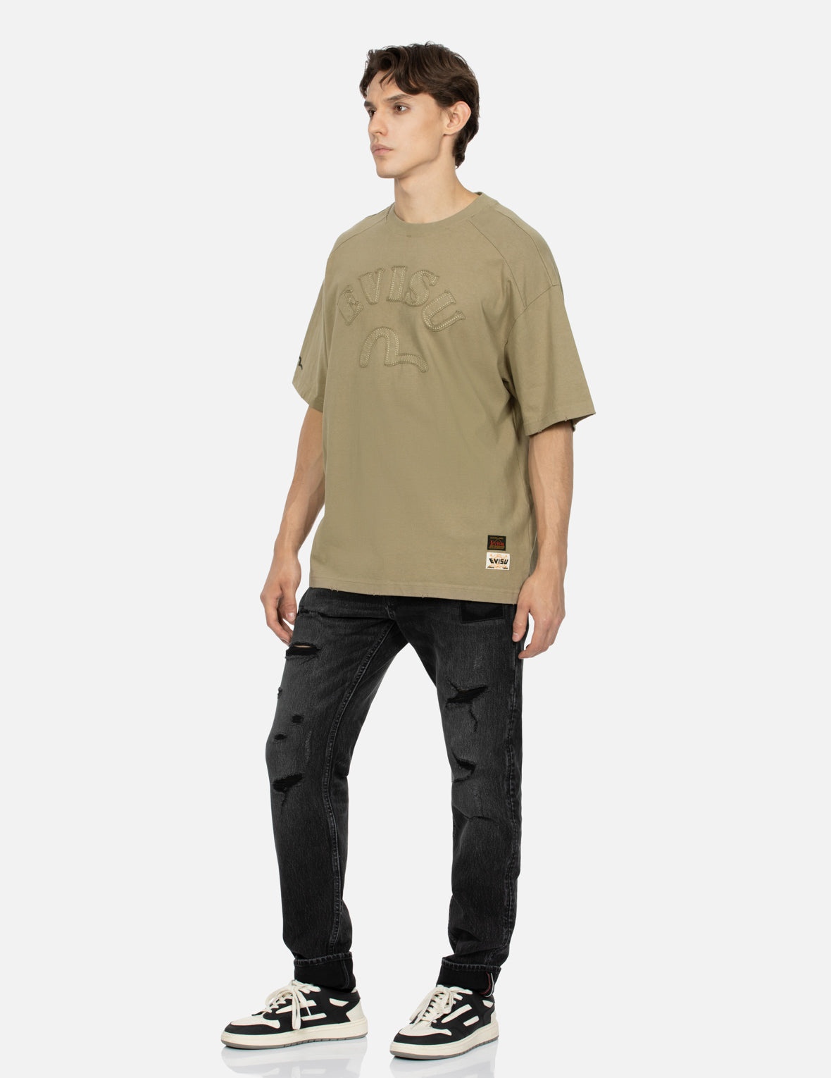 Camouflage Brushstroke Daicock Print Distressed Carrot Fit Jeans #2017 - 4