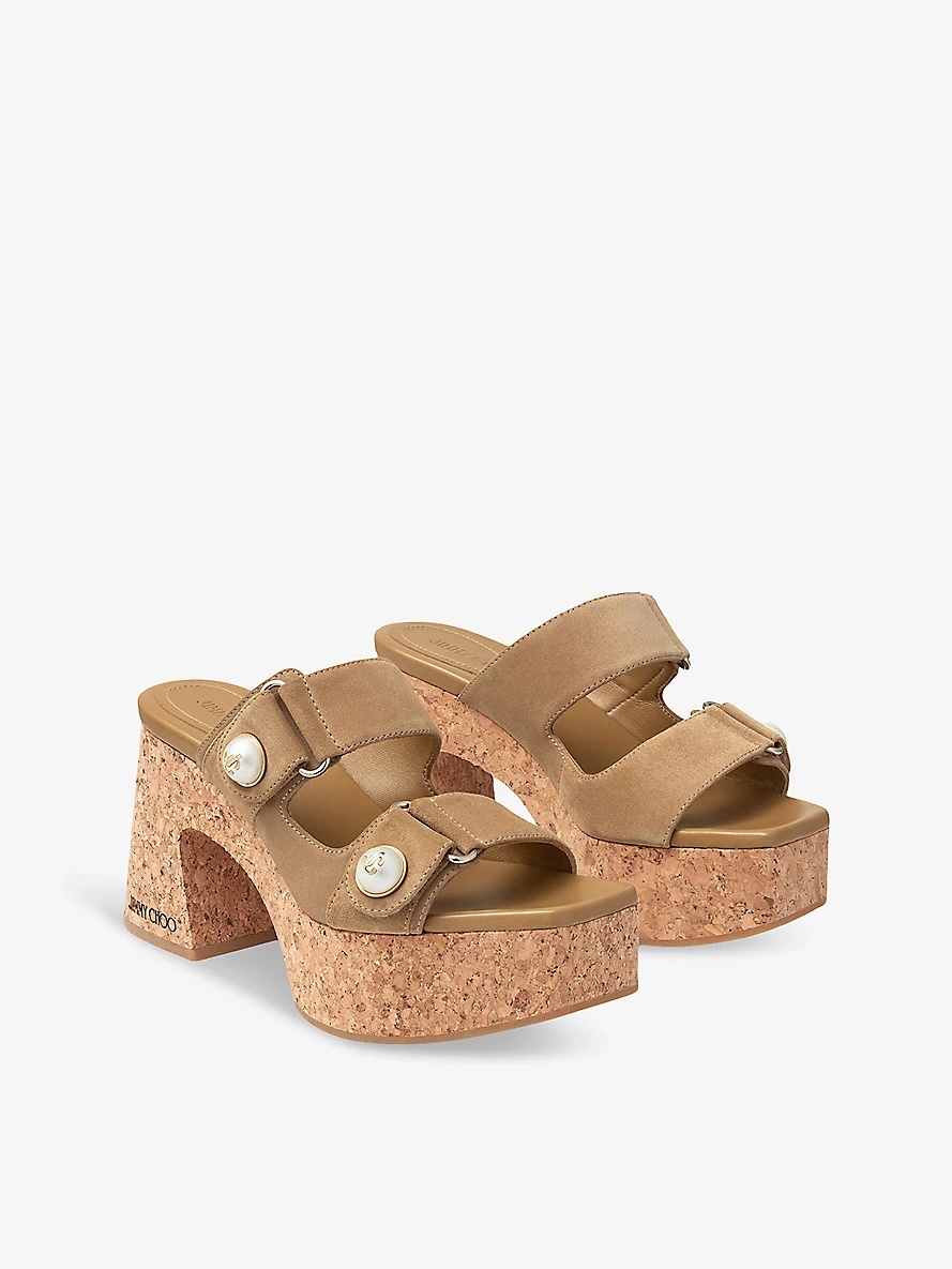 Fayence Wedge 95 suede heeled sandals - 3