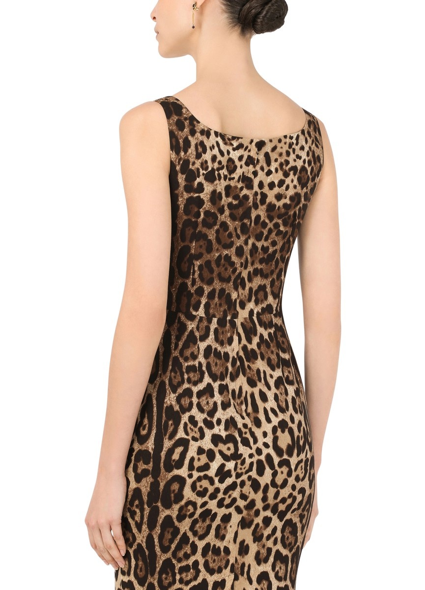 Leopard-print charmeuse midi dress - 5