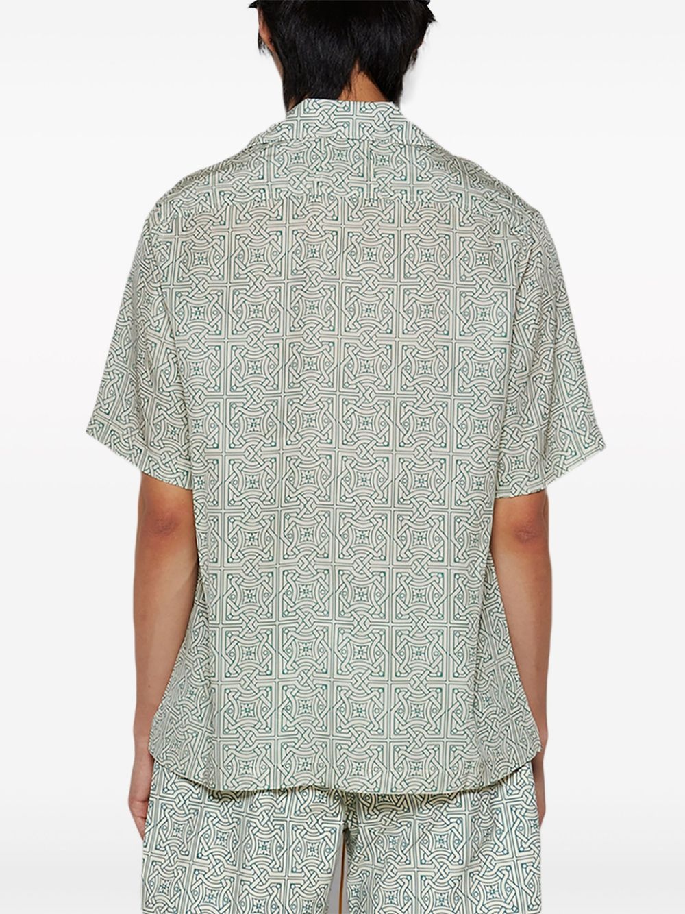 Cravat geometric-print silk shirt - 5