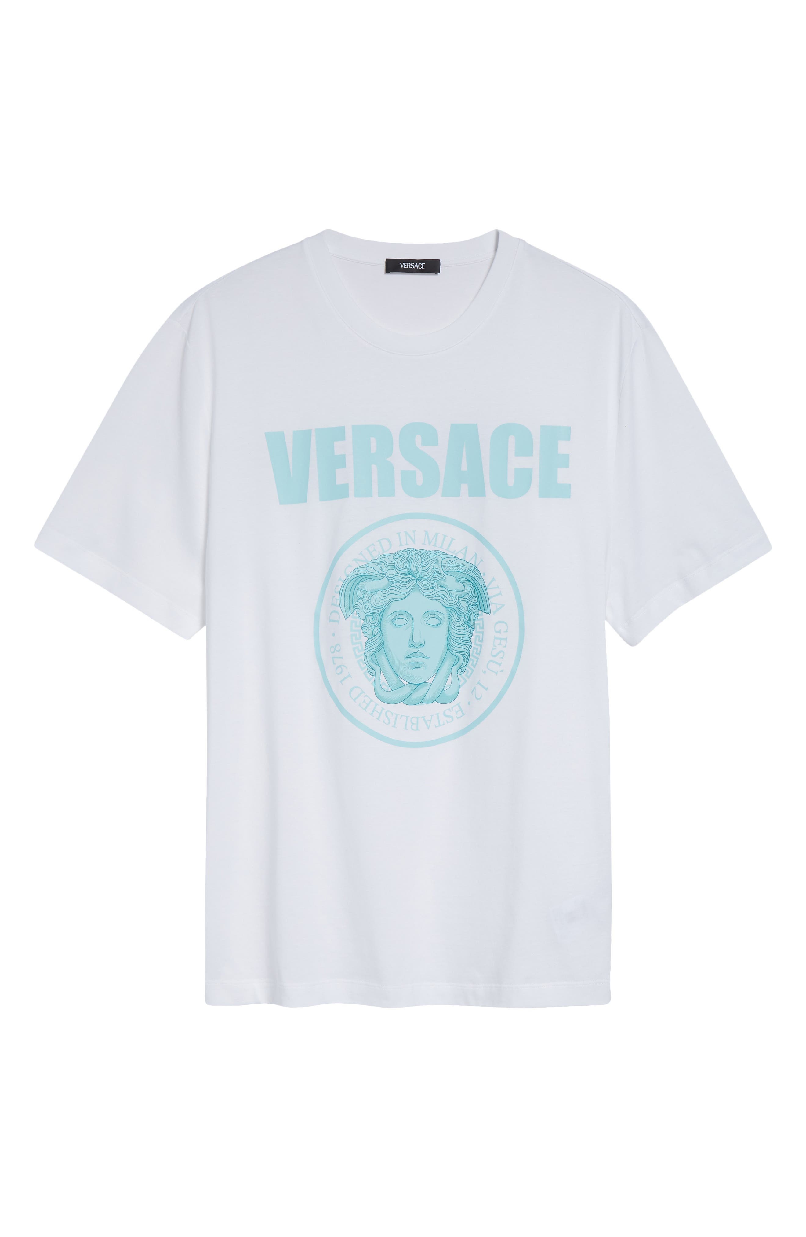 Versace Medusa Compact Cotton Jersey Graphic T-Shirt in Optical White at Nordstrom - 5