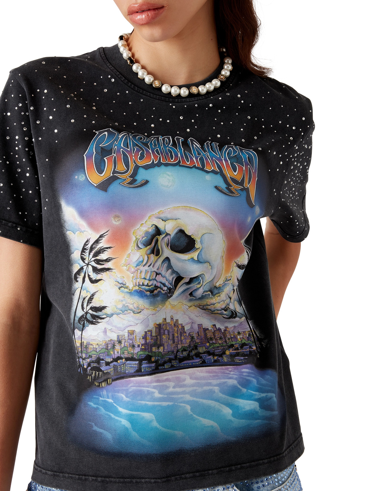 La Prémonition Crystal Embellished T-Shirt | Casablanca Paris - 5