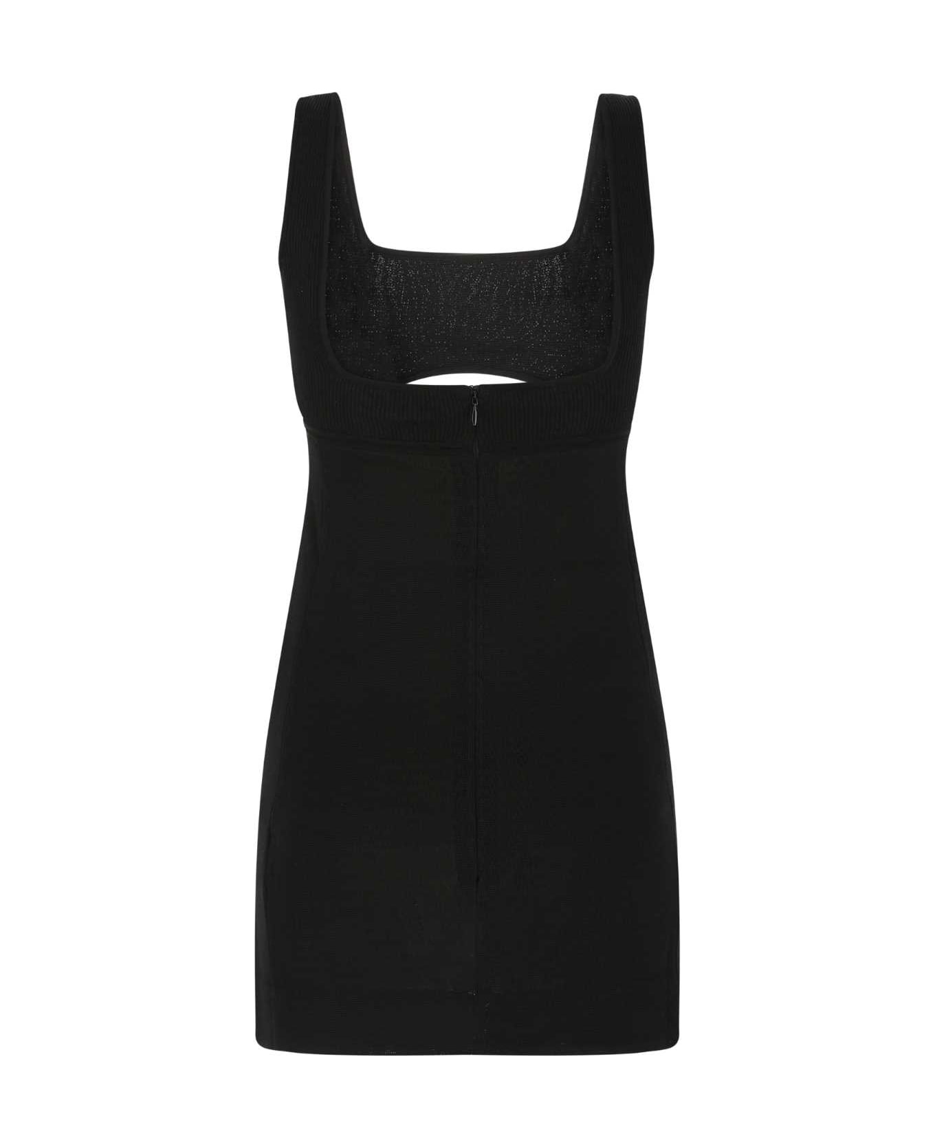 Black Viscose Blend Mini Dress - 2