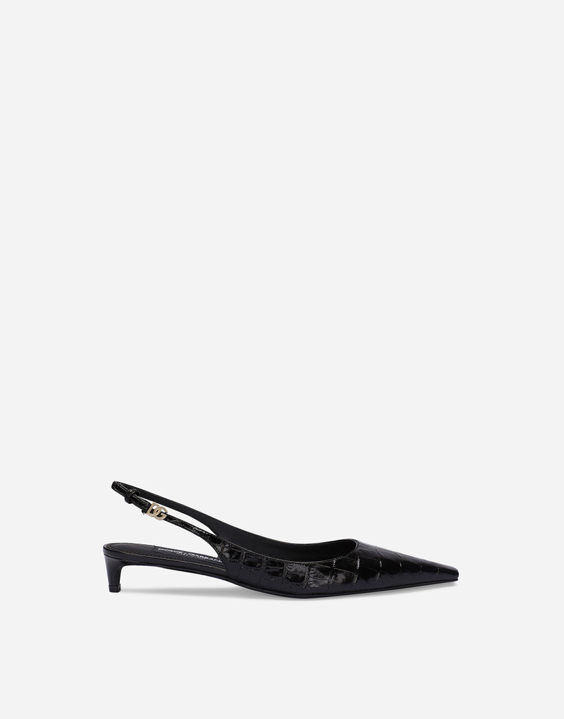 Crocodile-print calfskin slingbacks - 1