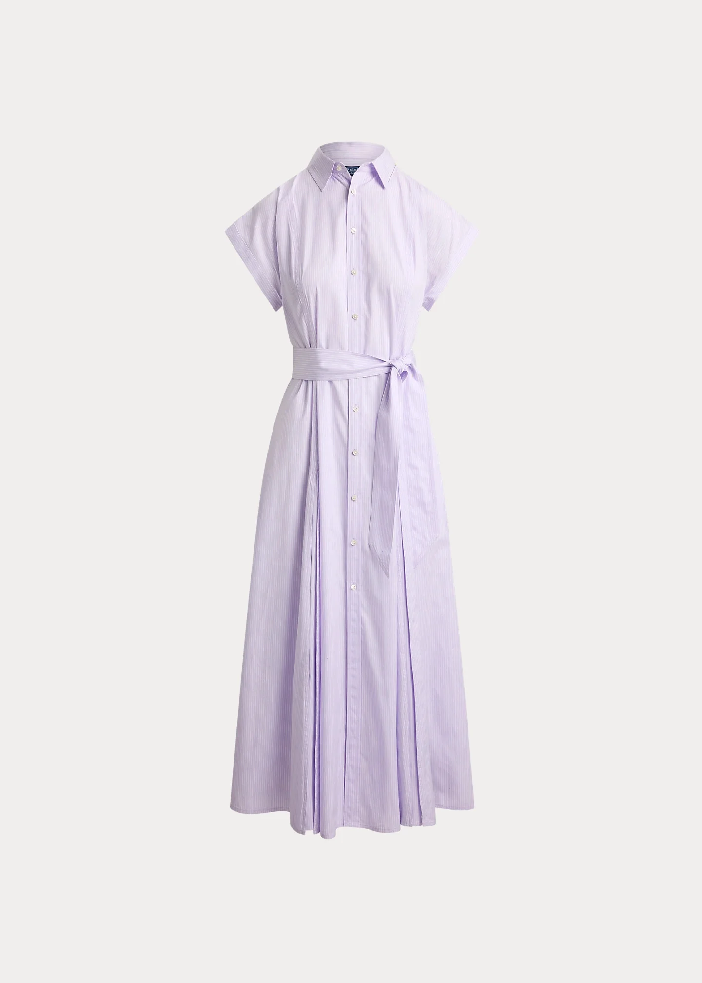 Striped Belted Cotton Shirtdress - 1