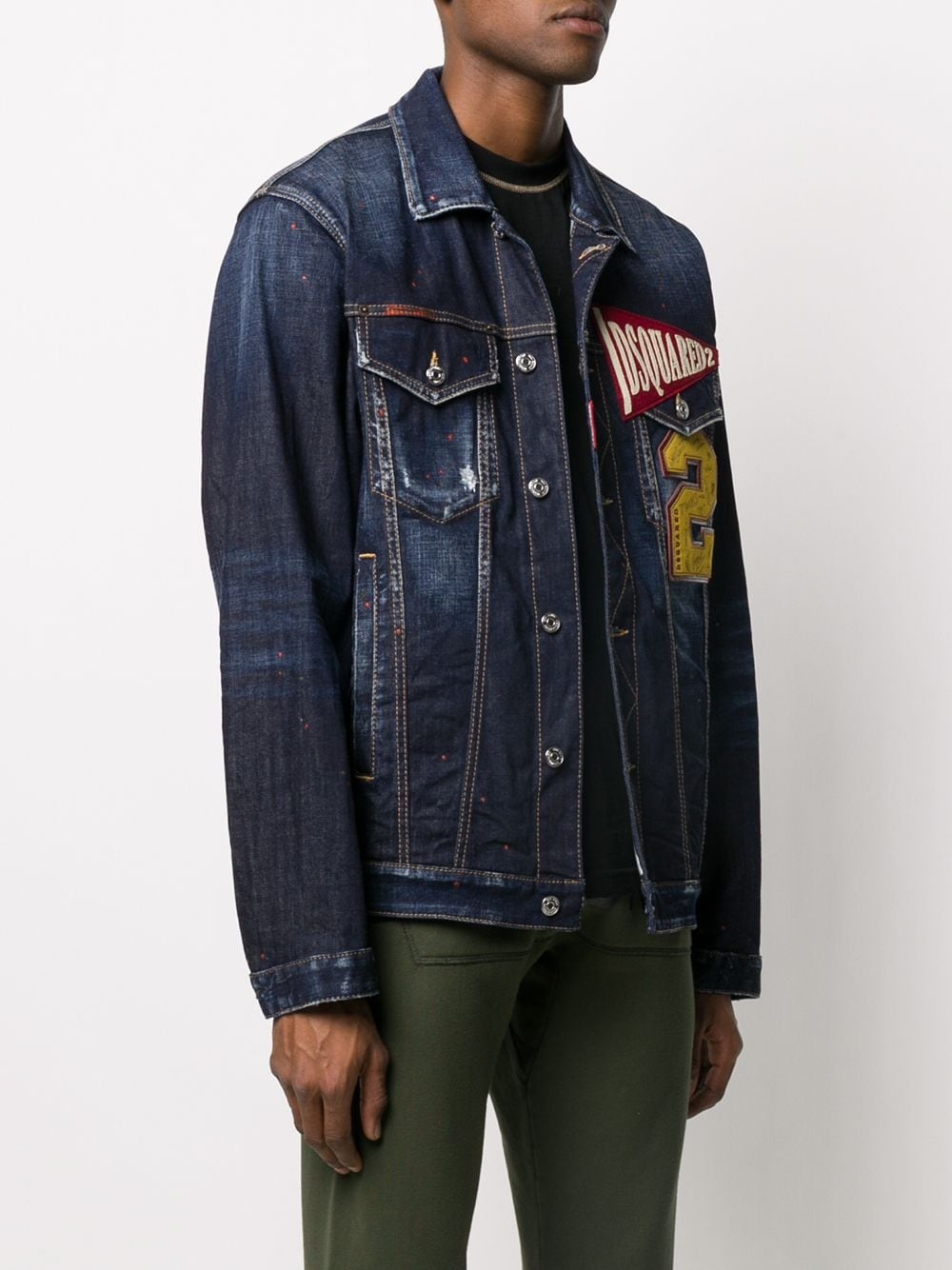 logo embroidered denim jacket - 3