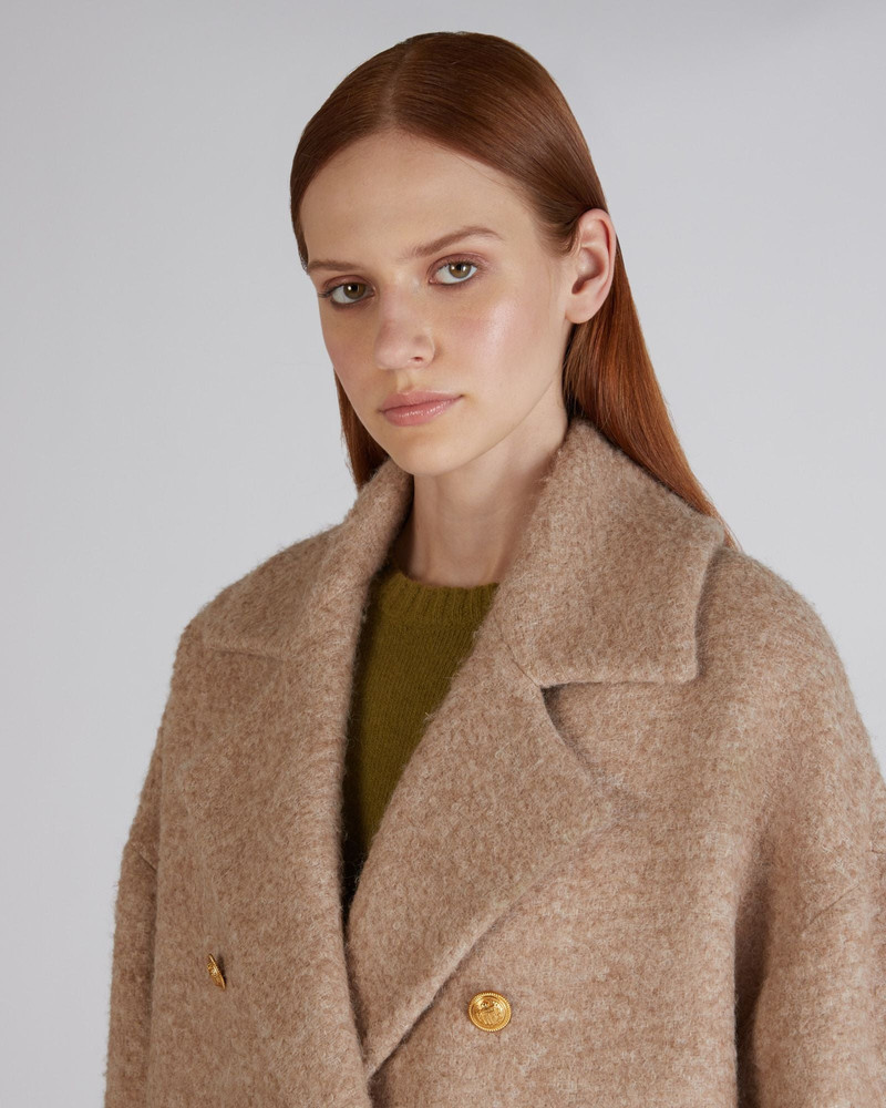 Wide fit wool bouclé peacoat 4