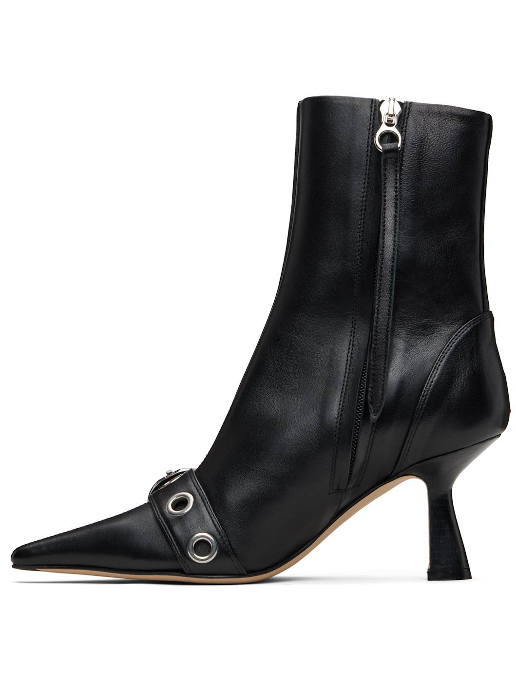 Black Halima Eyelet Pointed Boots - 3