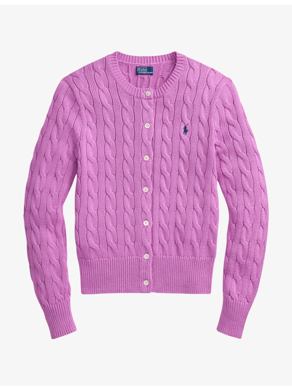 Brand-Embroidered Cable-Knitted Cotton Cardigan - 1