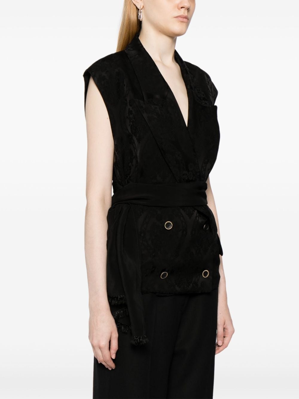 jacquard double-breasted vest - 3