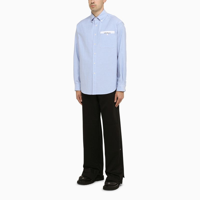 Palm Angels Blue Cotton Button-Down Shirt - 2