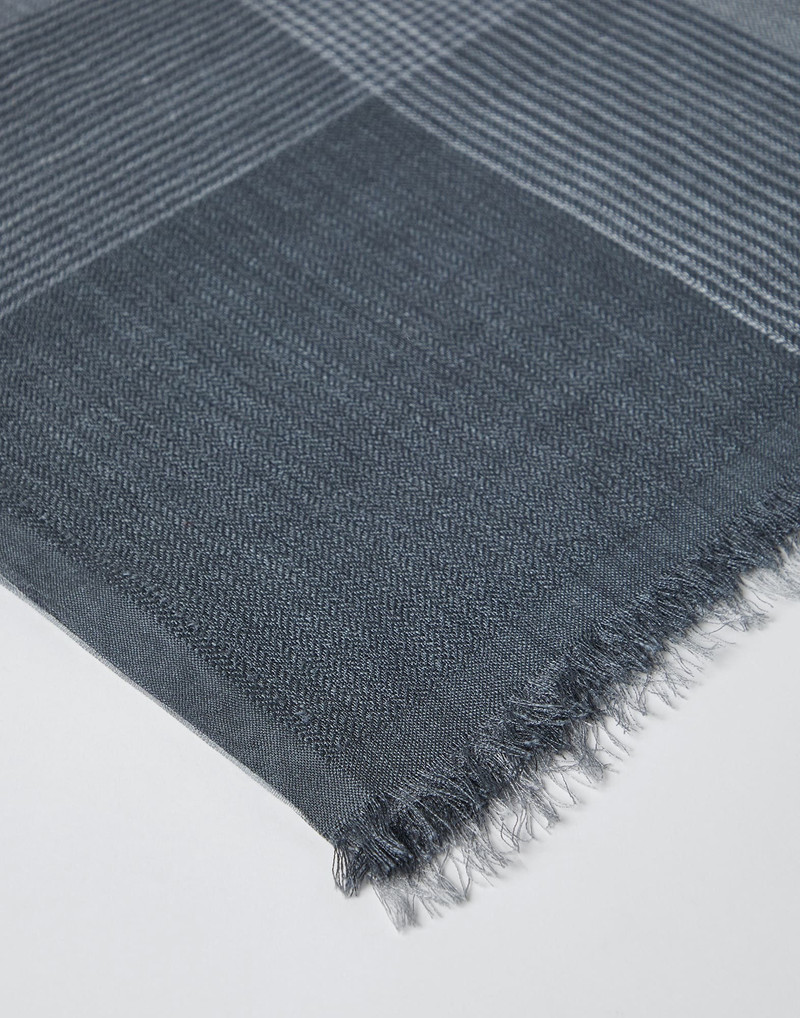 Brunello Cucinelli Silk and linen chevron scarf with stripes outlook