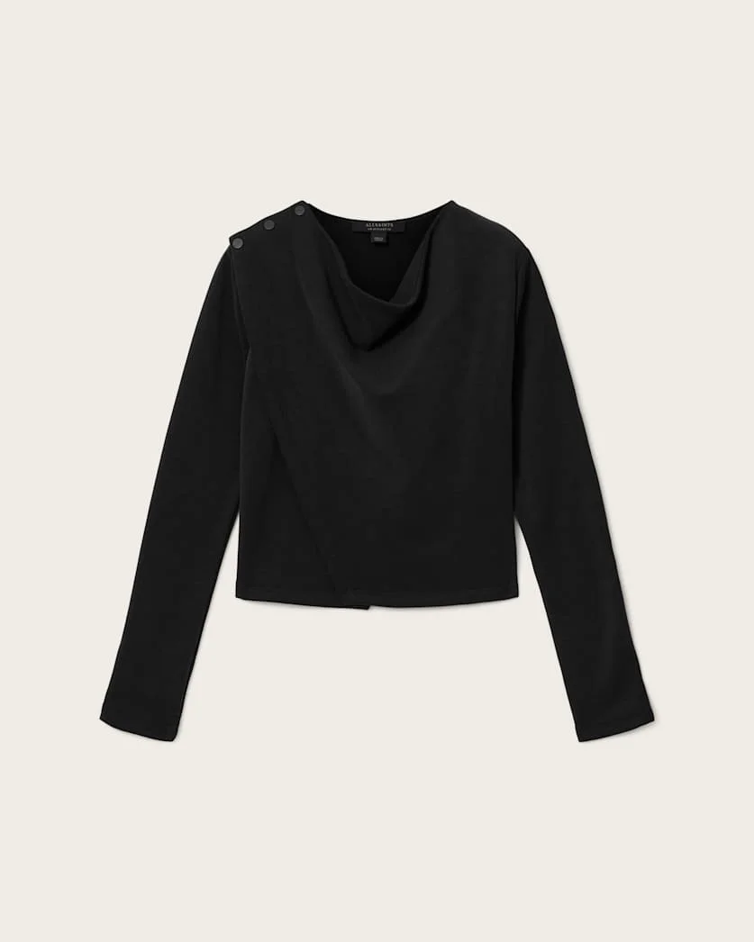 SKYLER LONG SLEEVE ASYMMETRIC OVERSIZED TOP - 1