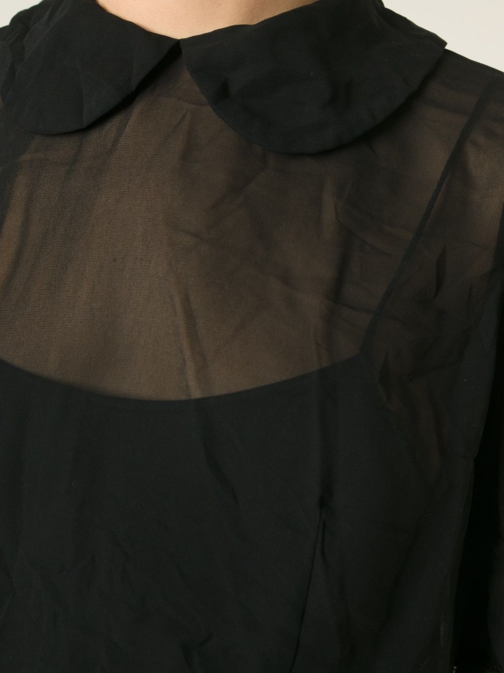 peter pan collar sheer blouse - 9