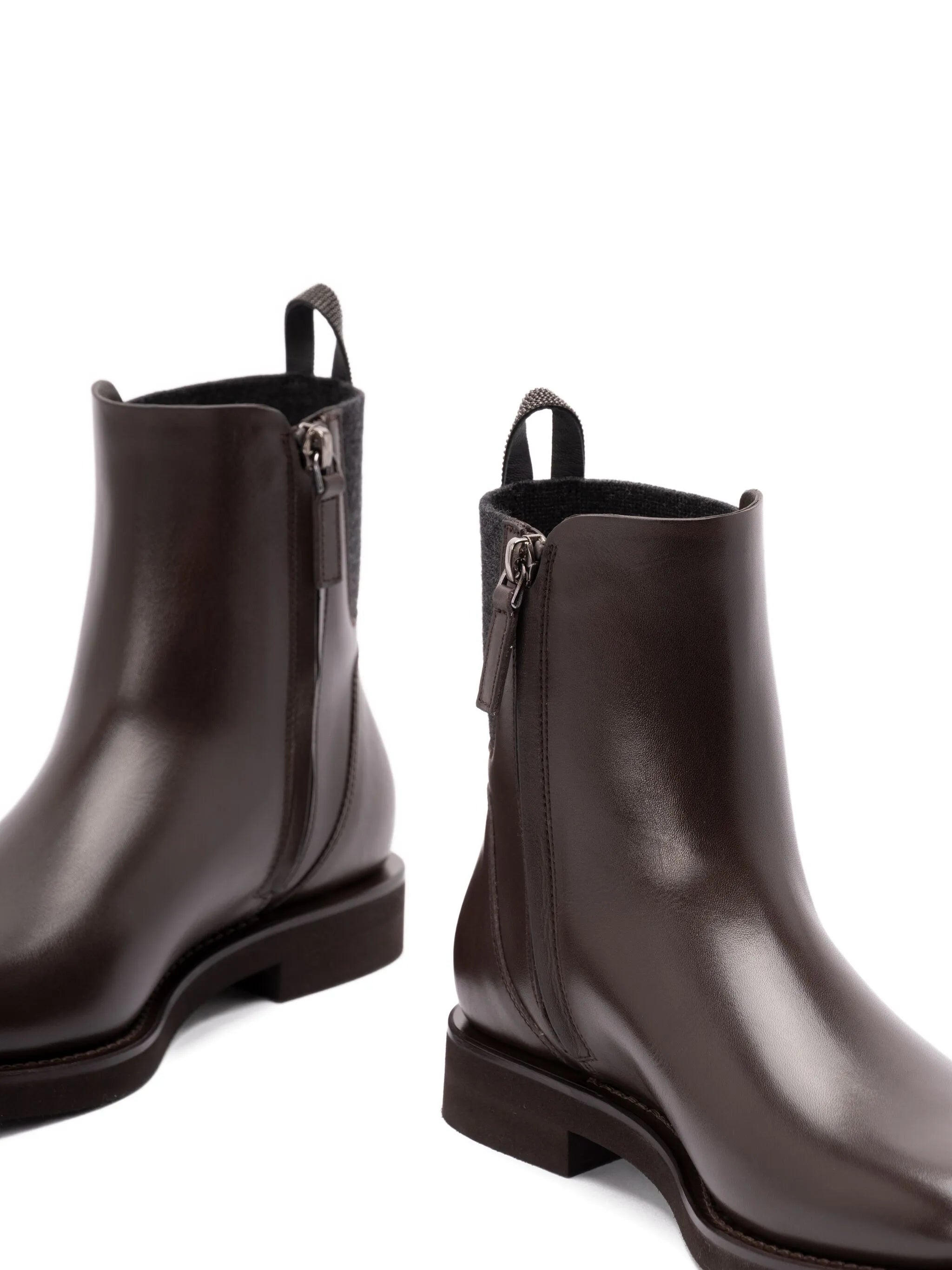 Brunello Cucinelli 30mm Monili-chain Leather Ankle Boots - 2