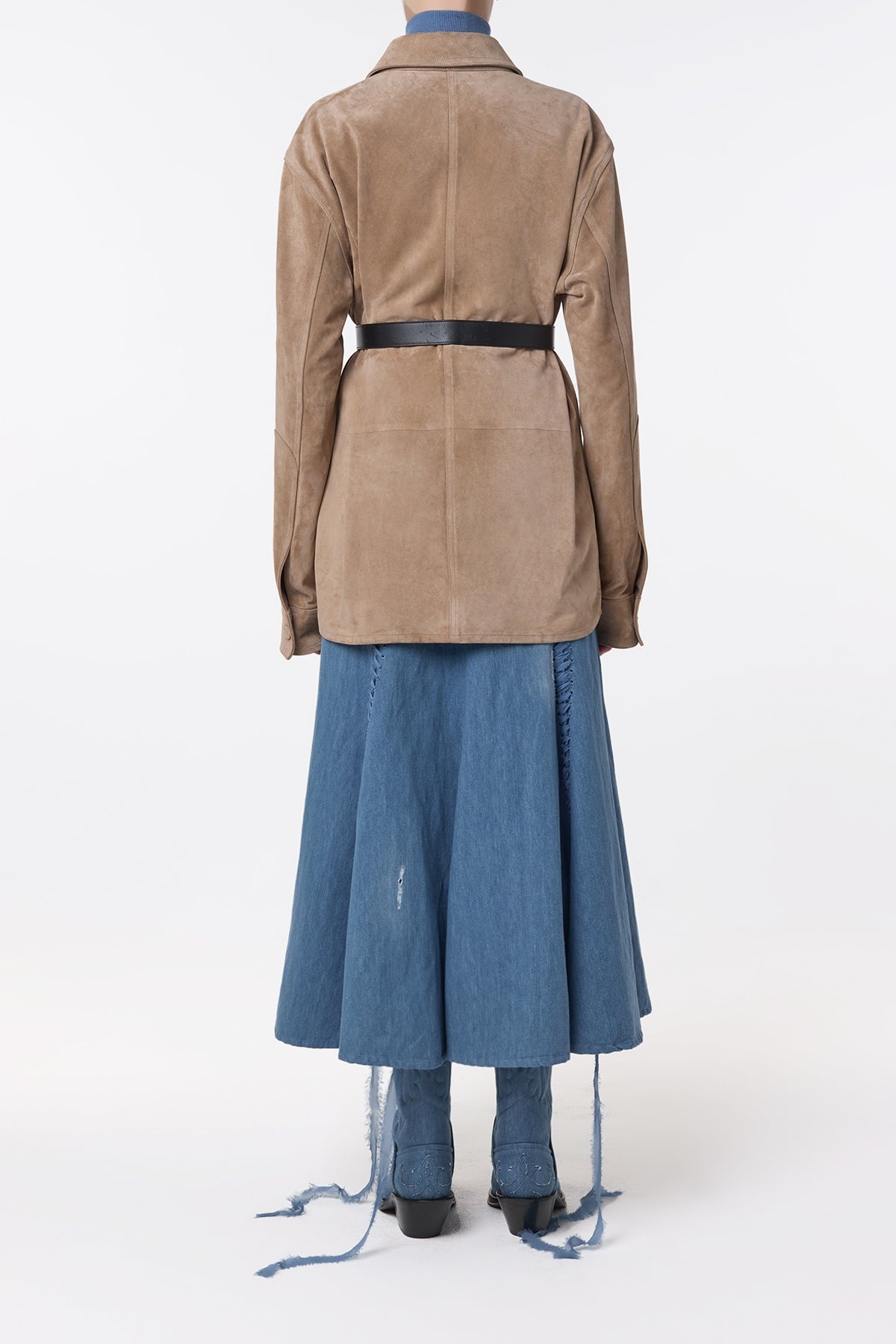 Irene Overshirt in Camel Suede - 5
