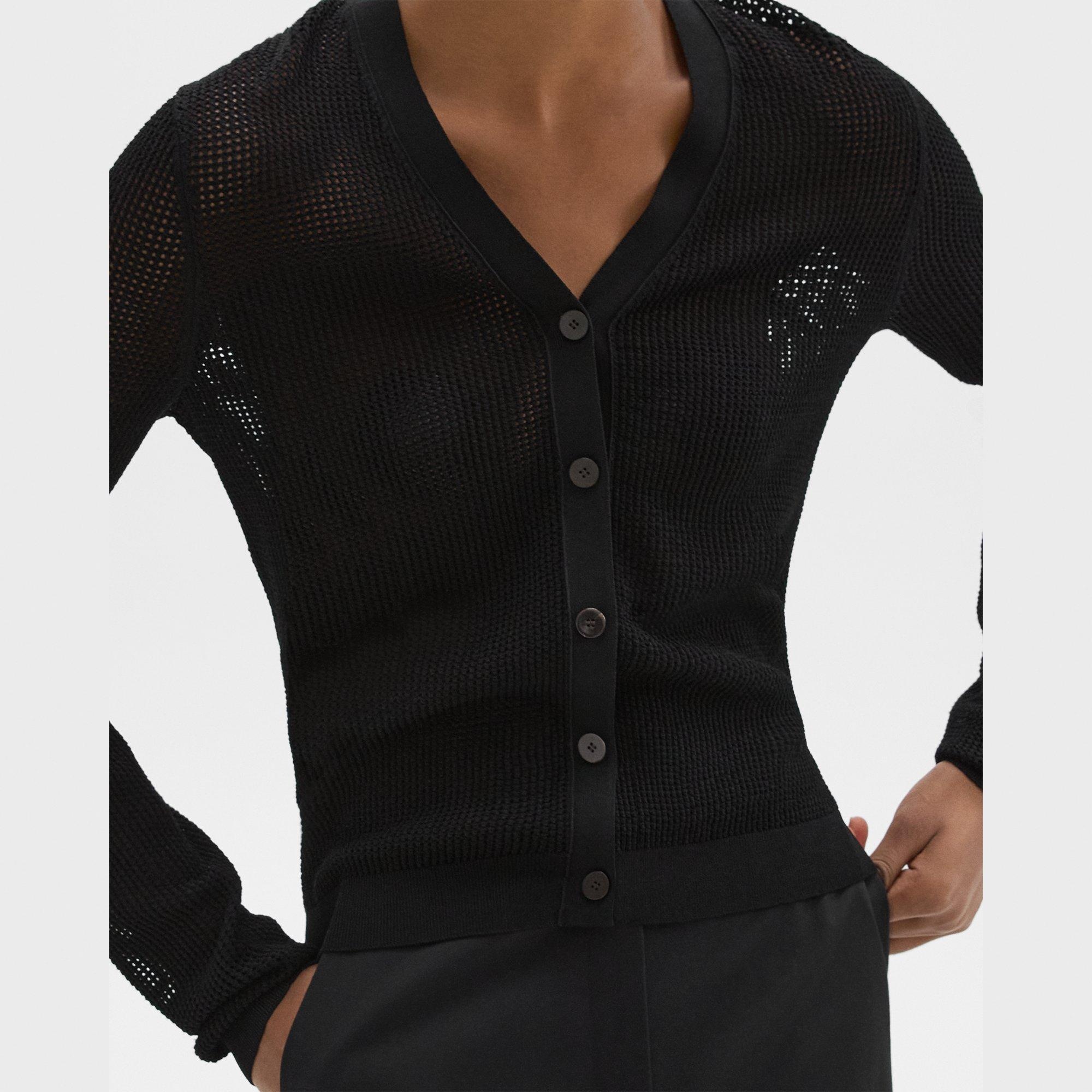 Pointelle Cardigan in Crepe Knit - 5