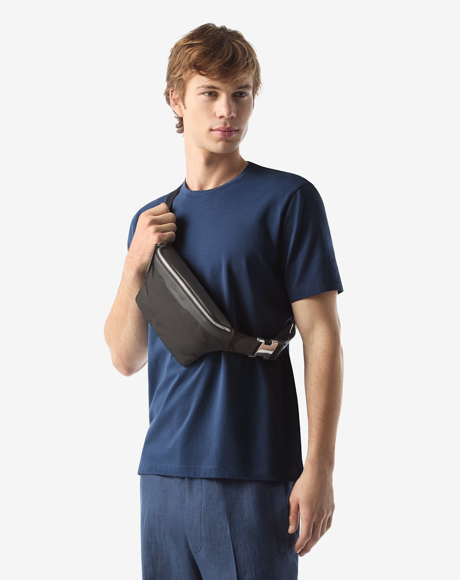 Blue crew neck stretch cotton jersey t-shirt - 2