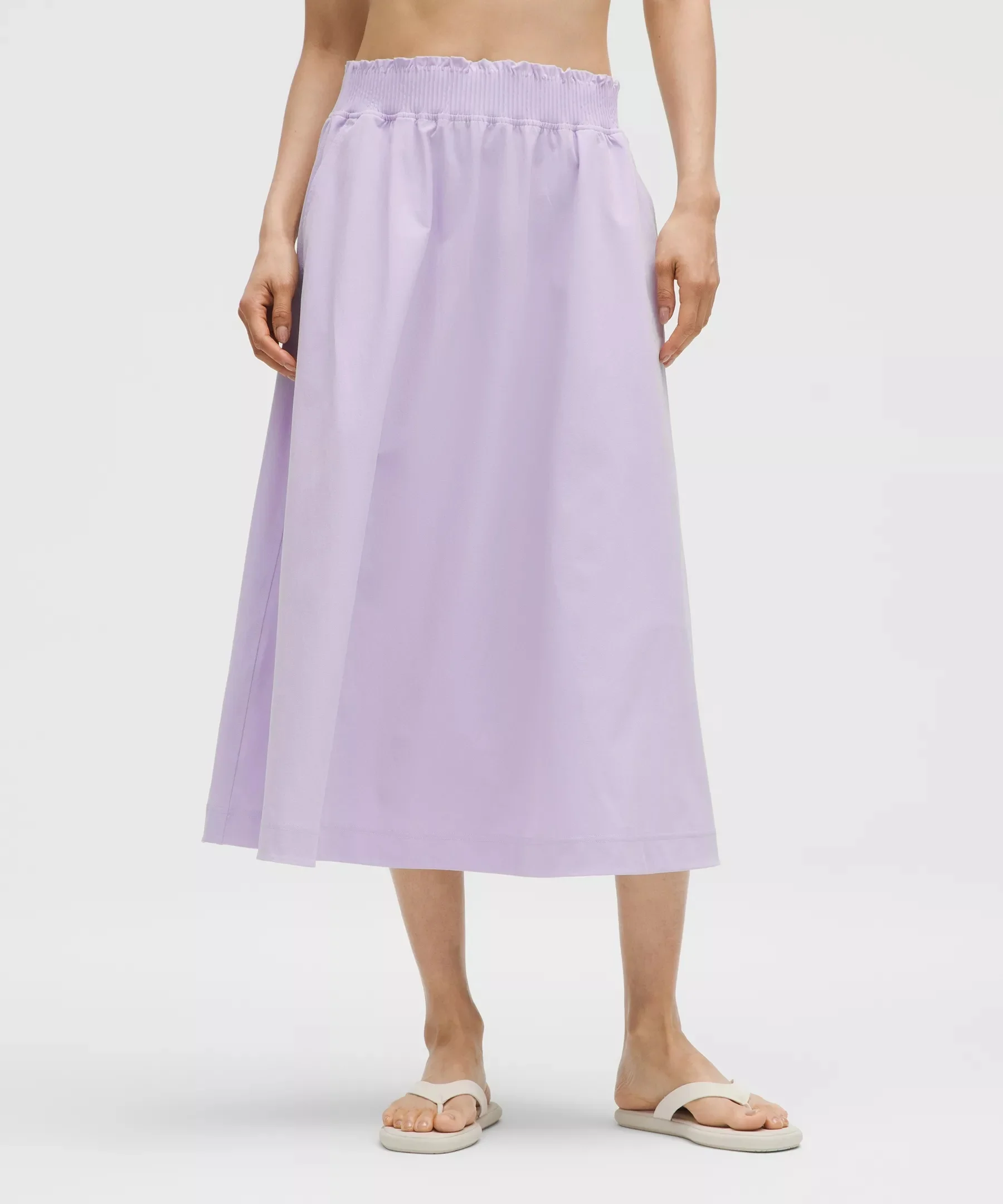 Stretch Woven Ruffle-Waist Midi Skirt - 1