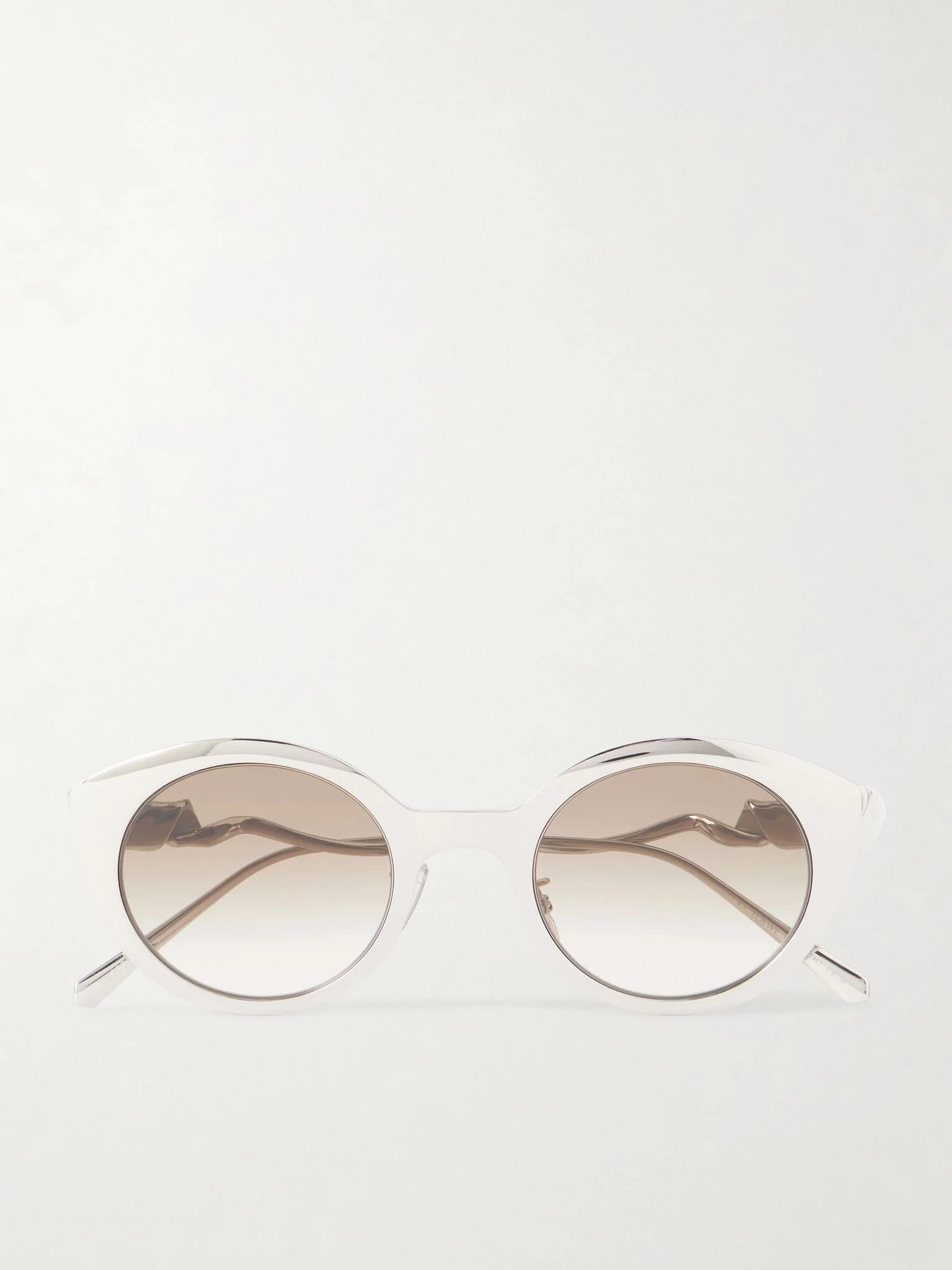 Coil Round-Frame Silver-Tone Metal Sunglasses Silver - 1