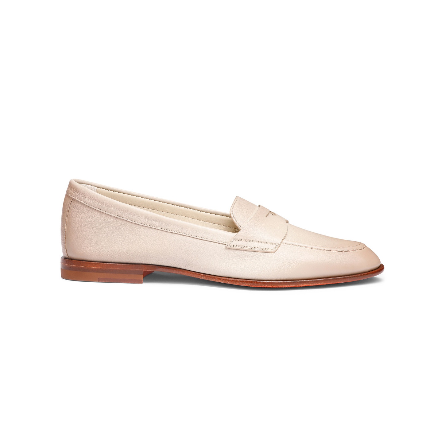 Women's beige leather penny loafer - 1
