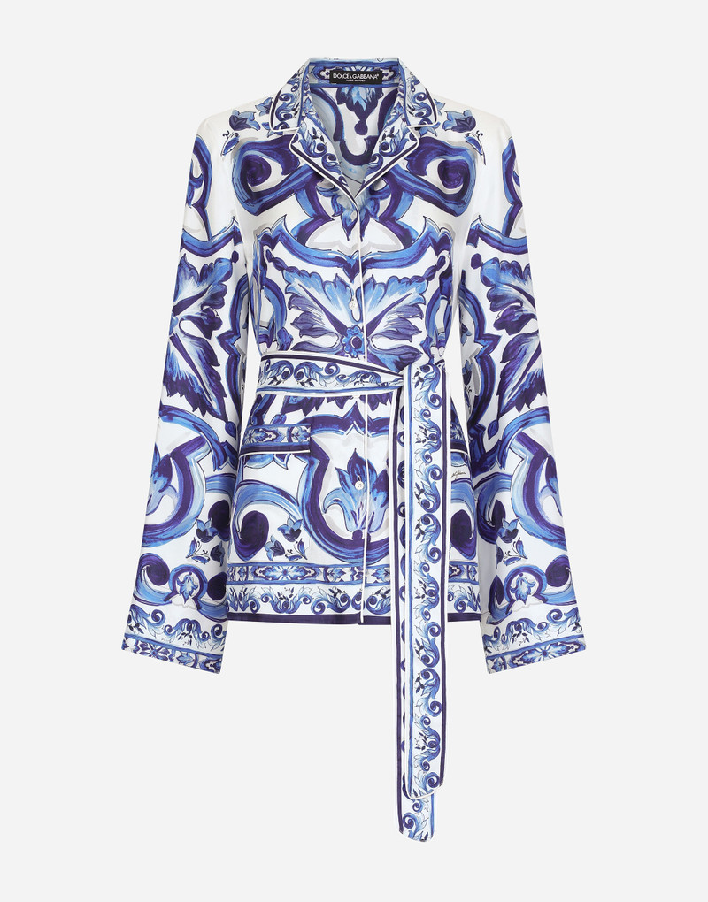 Majolica-print twill pajama shirt 1