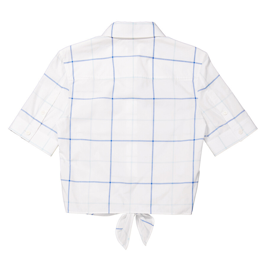 Burberry Check Printed Buttoned Cotton Cropped Shirt - 6
