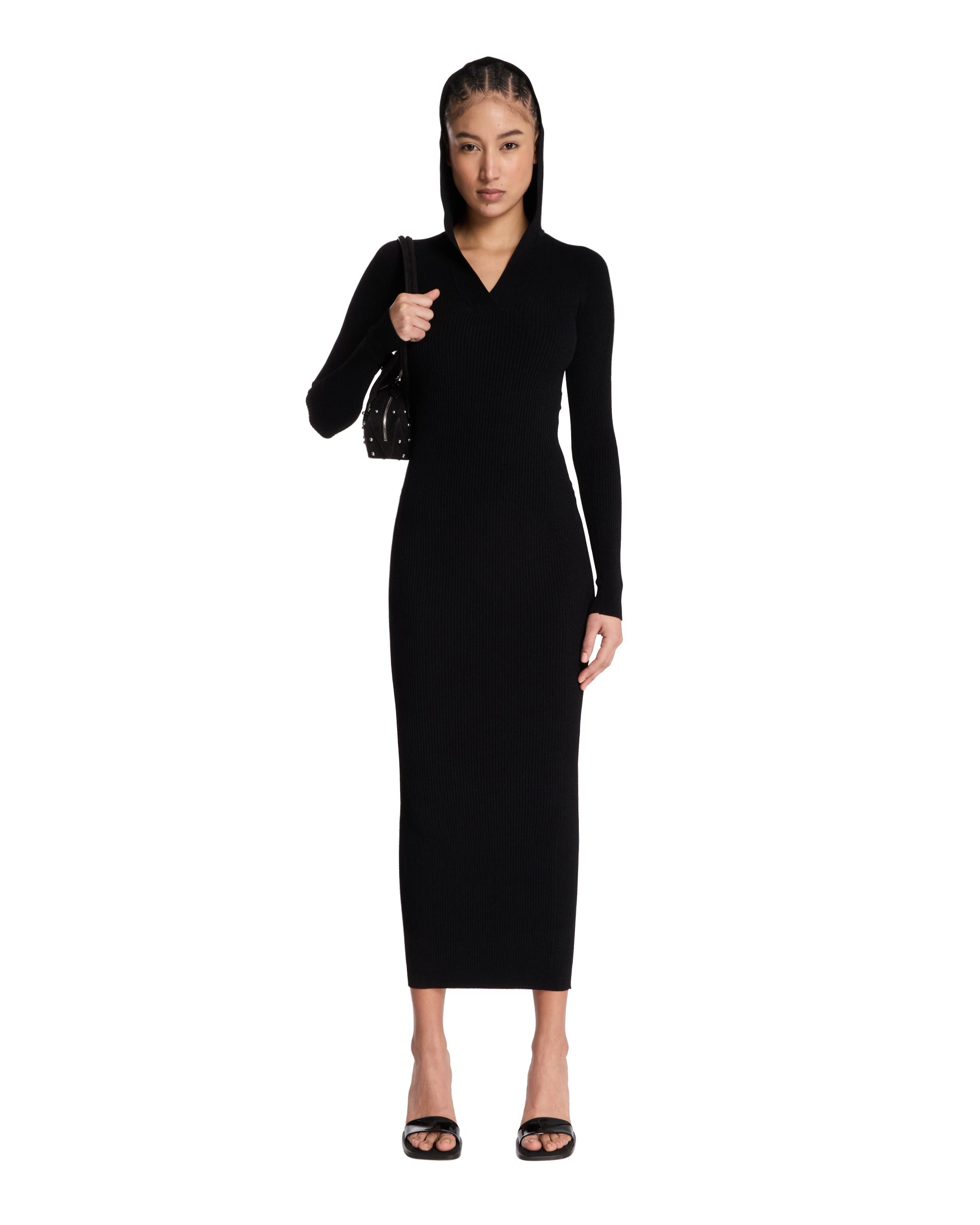 Alaïa RIBBED KNIT DRESS WITH HOOD | REVERSIBLE