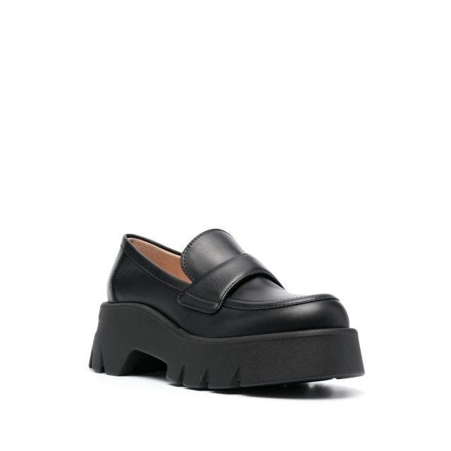 Black chunky leather mules - 2